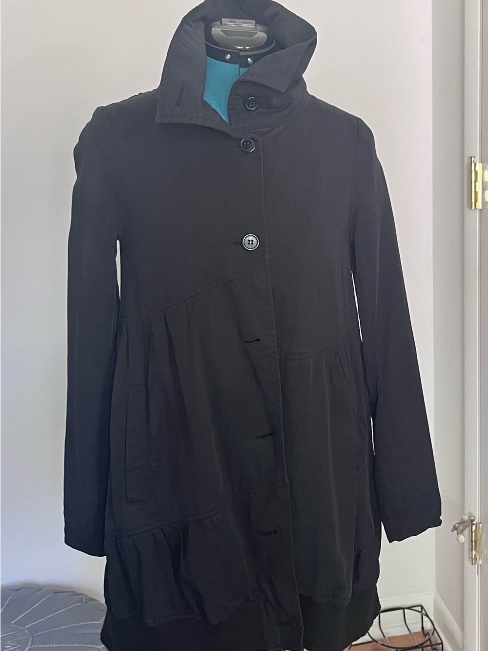 Black Women’s Asymmetric Button Coat